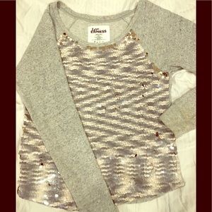 Express Sequined Sweatshirt M Top Sweater Gray